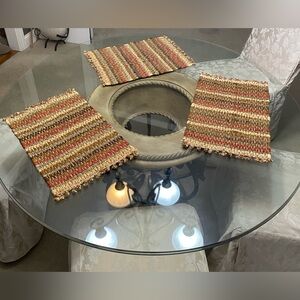 Vintage hand woven rag rug placemats runner set of 3 cotton, rustic, boho